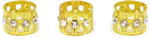 Miniatura 3 de Honbay 20 anillos dorados de diamantes de imitación para el cabello, rastas y cuentas trenzadas, joyería para el cabello trenzado (corazón hueco)