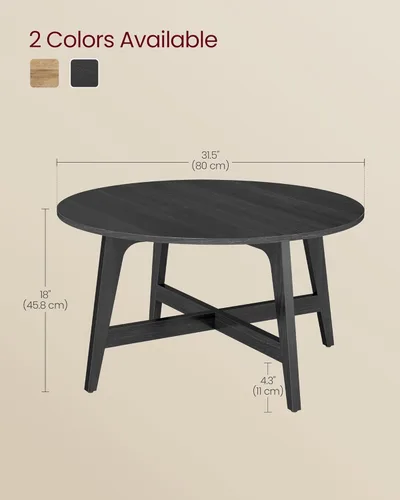 Miniatura 3 de VASAGLE MAEZO Collection ULCT251BA01S - Mesa auxiliar redonda, mesa central de 31.5 pulgadas, patas cónicas, transición curva, fácil de montar