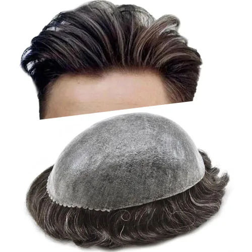 Miniatura 96 de Toupee - Cabello humano para hombre, 64 colores, transparente, piezas de pelo de piel de polietileno para hombres, sistema de reemplazo de cabello