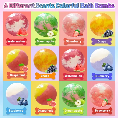 Miniatura 3 de Bombas de baño para niños con sorpresa en el interior, 12 bombas de baño para niños con juguetes de sirena, juego de regalo para niñas, manteca