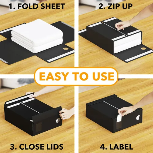 Miniatura 3 de SpaceAid Paquete de 4 Organizadores y Almacenamiento de Sábanas de Cama, Organizador de Sábanas Plegable para Armario de Ropa Blanca, Carpeta Negro