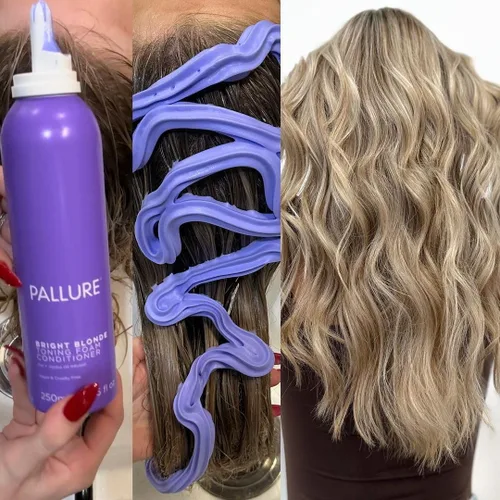 Miniatura 6 de Pallure Acondicionador de espuma tonificante para el cabello rubio brillante, reduce el cobrizo y los tonos amarillos, para cabello rubio, plateado
