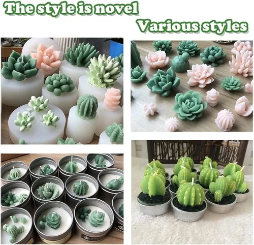 Miniatura 8 de 9 moldes de silicona para suculentas, moldes de resina de flores de cactus 3D, moldes de arcilla de cactus, molde de pastel de flores, moldes