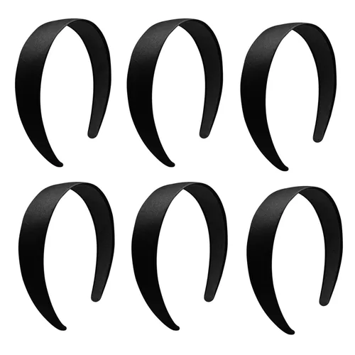 BallHull Diademas de satén de 1.2 pulgadas, bandas de pelo duro antideslizantes para mujeres y niñas, diademas para el cabello de bricolaje, 6