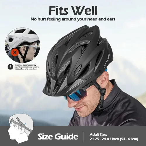 Miniatura 3 de Odoland Conjunto de casco de bicicleta para adultos y lentes de sol de ciclismo para hombres y mujeres, casco de bicicleta certificado de seguridad