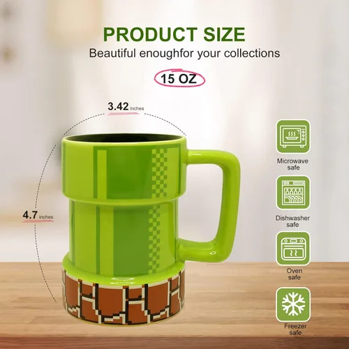 Miniatura 3 de Super Mario Warp Pipe - Taza de café de cerámica de regalo para jugadores, padres, entusiastas del café, para capuchino, café con leche o té