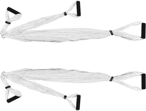 Miniatura 8 de Hamaca aérea de yoga 250x150cm/98.43x59in columpio de tela de paracaídas para fitness de inversión Blanco
