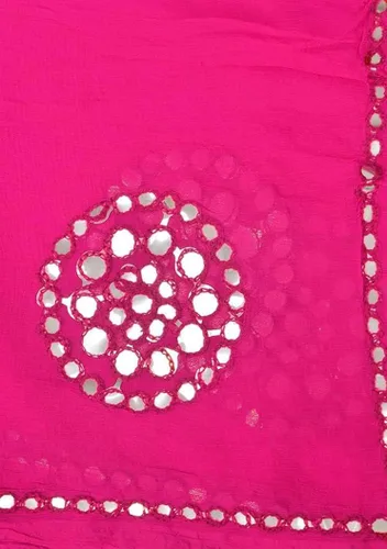 Miniatura 2 de Indian Hawker Dupatta - Espejo de plástico de gasa adornado para mujeres y niñas con flecos