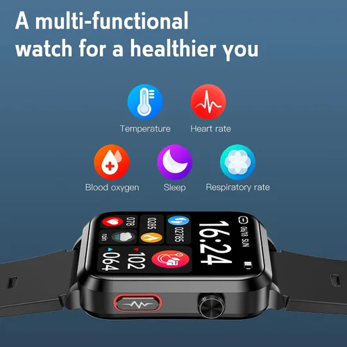Miniatura 4 de Yowow BIT Reloj inteligente de presión arterial con brazalete de aire con bolsa de aire, pantalla a color IPS de 1.92 pulgadas, monitor de salud