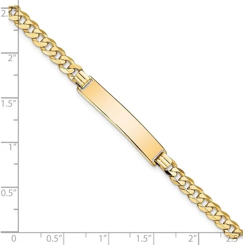 Miniatura 3 de Engravable Personalized Custom 14K Yellow Gold Flat Curb Link ID Bracelet For Men or Women Length 7 inches Width 6.5 mm With Lobster Claw Clasp