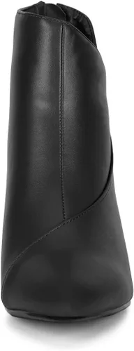 Miniatura 3 de Allegra K Botines de tacón de cuña con cremallera y punta puntiaguda para mujer