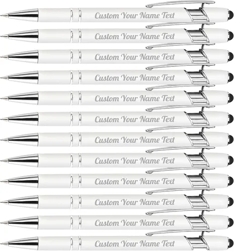 Miniatura 106 de 12 bolígrafos personalizados a granel con grabado sin nombre, bolígrafos personalizados con lápiz capacitivo, logotipo de mensaje de texto grabado