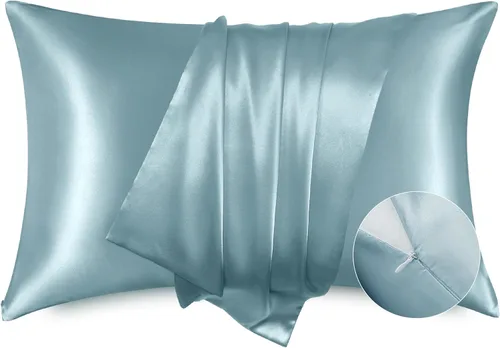 Miniatura 26 de Bedsure Funda de almohada de satén para el cabello, fundas de almohada de satén, tamaño estándar con cremallera, 20 x 26 pulgadas, paquete de 2, 01