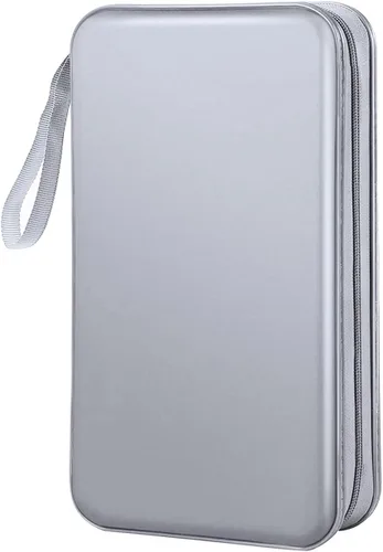 Estuche para CD, cartera con capacidad para 80 discos DVD VCD, estuche para Blu-ray, organizador de almacenamiento (Plata)