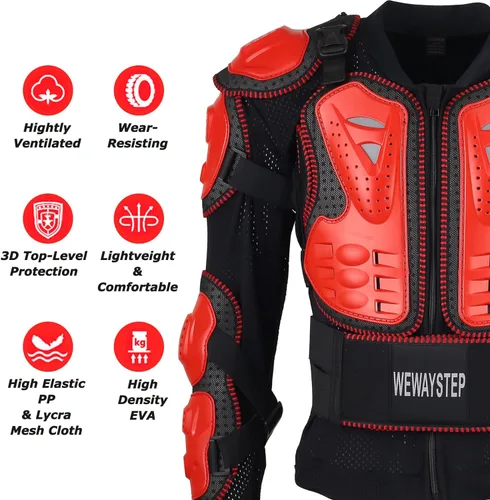 Miniatura 6 de Chaqueta protectora para motocicleta, armadura de cuerpo completo, protección para pecho y columna vertebral, equipo para bicicleta de tierra
