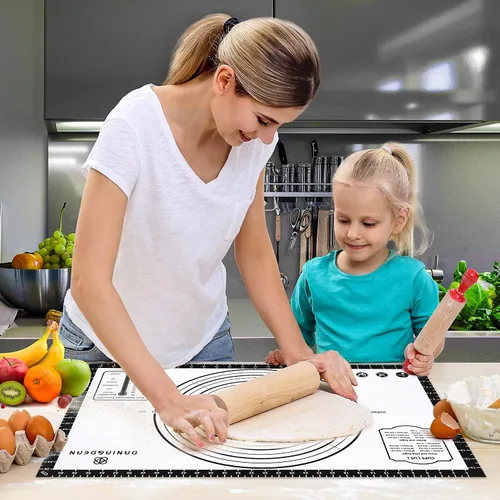 Miniatura 6 de Alfombrilla de silicona para hornear, 26" x 16" antideslizante para amasar masa de repostería, alfombrilla antiadherente para hornear con medidas
