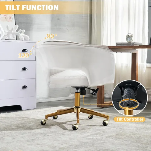 Miniatura 3 de Silla de tocador con ruedas, silla de tocador de terciopelo cruzada con respaldo, silla de escritorio moderna para oficina en casa, silla giratoria
