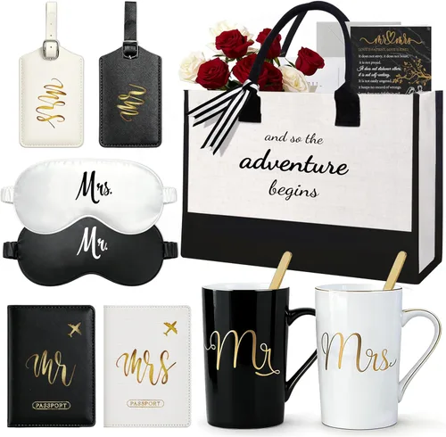 Miniatura 11 de Jumway Tazas de café Mr and Mrs – Regalos de boda – Juego de tazas Mr and Mrs – para novia y novio – Regalos para despedida de soltera, compromiso