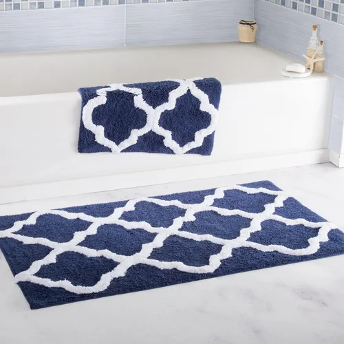 Miniatura 7 de Set de alfombrillas de baño enrejadas de Lavish Home, 2 piezas. Hueso
