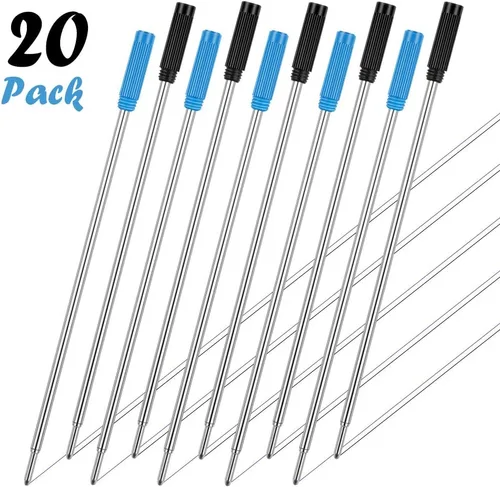 Miniatura 2 de Unibene Paquete de 20 repuestos de bolígrafo compatibles con Cross, punta media de 0.039 pulgadas, 10 negros y 10 azules, repuesto de tinta alemana