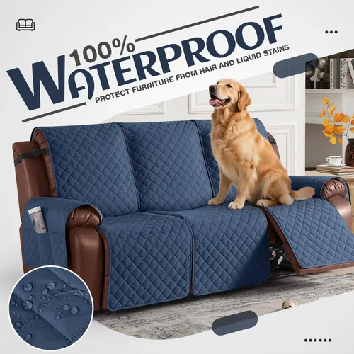 Miniatura 3 de KinCam - Funda de sofá reclinable impermeable, fundas de sofá reclinable antideslizantes para 3 asientos, protector de muebles de sofá reclinable