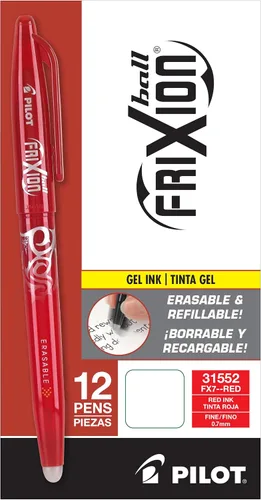 Miniatura 9 de PILOT FriXion Ball - Bolígrafos de tinta de gel borrables y recargables, punta fina, tinta color negro, paquete de 12 unidades (31550)