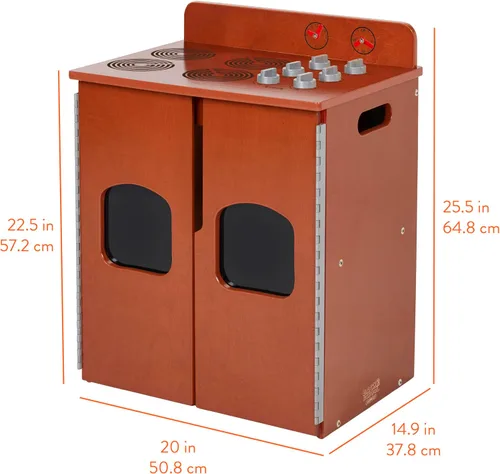 Miniatura 2 de Back2School Express Estufa de cocina para niños – Juego de juguetes de cocina de madera para niños pequeños, juego Montessori con almacenamiento