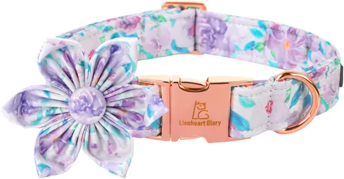 Miniatura 8 de Lionheart glory Collar de perro con flor, collar de perro azul con flores, collar de verano para perro niño o niña, suave, duradero, ajustable
