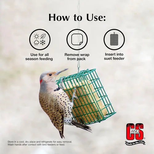 Miniatura 5 de C&S Golosina de Sebo de Alta Energía, Alimento para Aves Silvestres para Pajaros Carpinteros, Trepadores, Carboneros y Agateadores, Paquete de 8