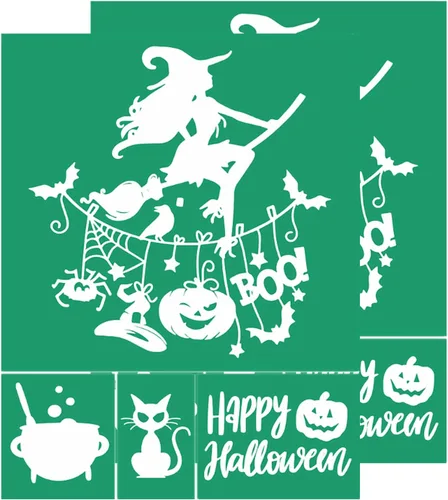Miniatura 10 de JAJADO 2 plantillas de pantalla de seda navideñas, gnomo de Papá Noel, pasta de tiza de acebo, plantillas adhesivas reutilizables para manualidades