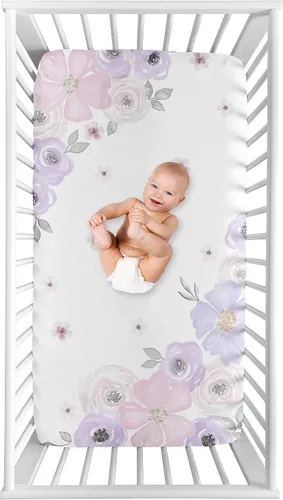 Miniatura 13 de Sweet Jojo Designs Sábanas ajustables para cuna de bebé (morado sólido) para niñas, guardería infantil, habitación de niños pequeños - Tamaño Gris