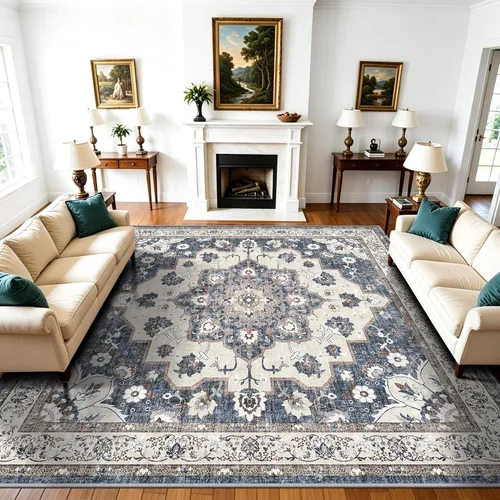 Miniatura 39 de Alfombra lavable de 2 x 3 pies para entrada: alfombras vintage con respaldo antideslizante para cocina, baño, alfombra resistente al agua