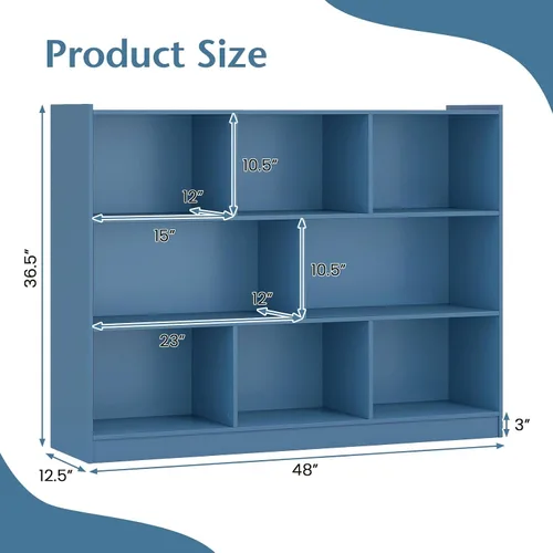 Miniatura 3 de Giantex Estantería de 8 cubos, estantería abierta independiente de 3 niveles, gabinete de almacenamiento moderno, organizador de almacenamiento