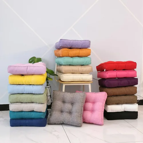 Miniatura 4 de Cojín cuadrado sólido de 16 pulgadas para silla, estilo tatami, cojín antideslizante y grueso, tapete suave para silla de oficina, cocina, comedor