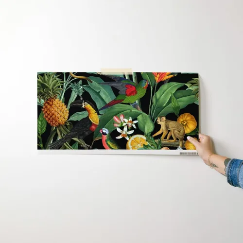 Miniatura 7 de Muestro de papel tapiz extraíble – Naturaleza Botánico Tropical Tucanes Monos Loros Papel pintado personalizado pre-pegado por Spoonflower