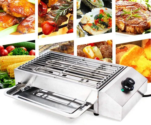 Miniatura 8 de Planchas eléctricas, parrilla de acero inoxidable, sin humo, sartén para horno sin humo, multifuncional, calefacción de mesa para fiestas, hogar