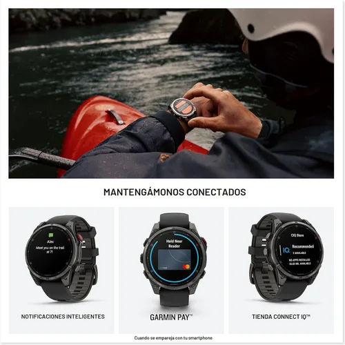 Miniatura 4 de Garmin fēnix® 8 Pro, 47mm, pantalla AMOLED, Smartwatch GPS multideporte premium conectado, tecnología inReach®, zafiro, titanio DLC gris carbón