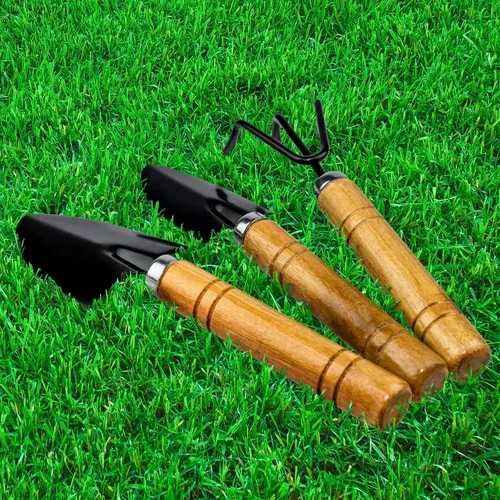 Miniatura 3 de Gardenera Bonsái - Juego de herramientas de jardinería de 3 piezas: rastrillo, pala, pala, asas de madera, el mejor kit para el cuidado de plantas