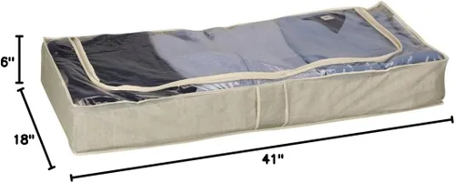 Miniatura 4 de Household Essentials Baúl de almacenamiento debajo de la cama, beige (paquete de 2)