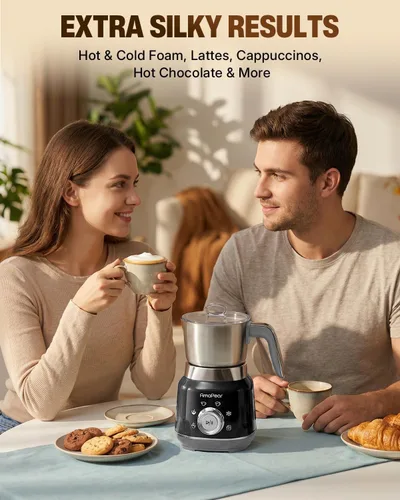 Miniatura 8 de Espumador de leche y vaporizador, máquina de espuma eléctrica 6 en 1 para café, calentador de leche de 16.9 oz/16.9 fl oz para latte, macchiato