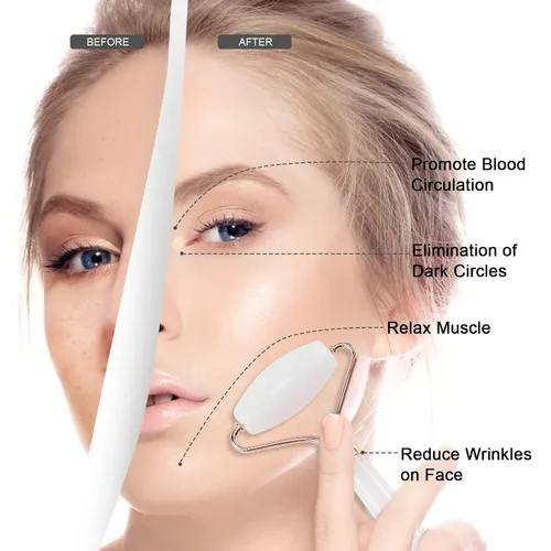 Miniatura 6 de Rodillo de jade para cara, masajeador facial para el cuidado de la piel, herramientas faciales Gua Sha para cara, cuello, ojos, reduce la hinchazón