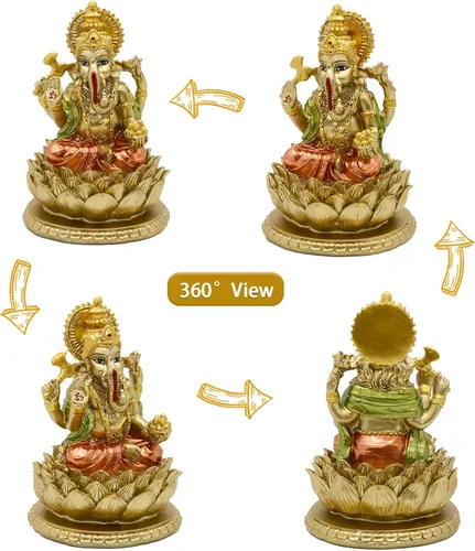 Miniatura 3 de alikiki Estatua hindú del Señor de Dios Ganesha - Estatua de Dios de la India Ganesh Escultura de ídolo de Ganpati Templo Mandir Indio Artículos