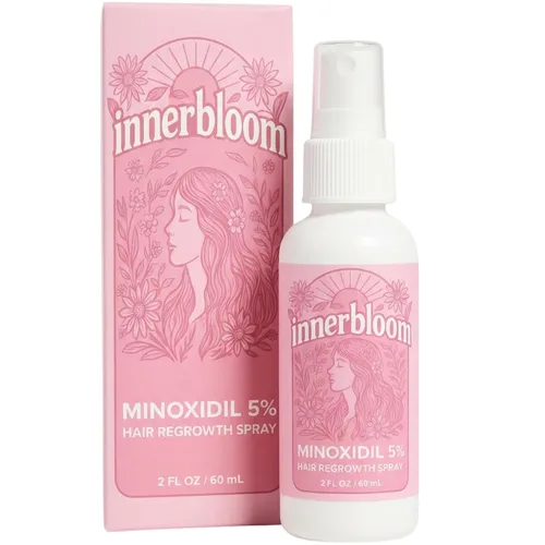 Innerbloom Spray de minoxidil al 5% para mujeres con biotina, colágeno, cártamo y más (paquete de 1) Minoxidil para cabello de mujer