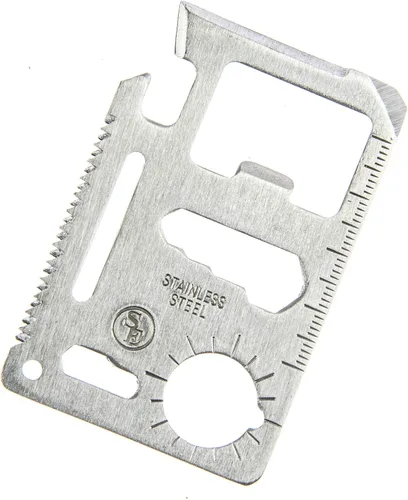Miniatura 8 de SE Herramienta de bolsillo de supervivencia de acero inoxidable de 11 funciones, compacta, multiherramienta de tamaño de tarjeta de crédito
