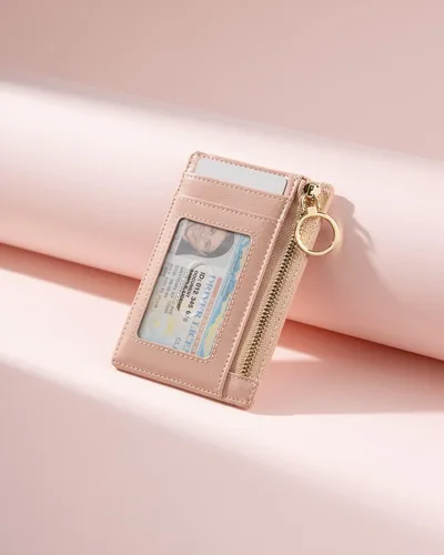Miniatura 6 de Vulkitty Cartera pequeña para mujer, minimalista, delgada, bolsillo frontal, con cremallera, bloqueo RFID, tarjetero con ranura para identificación