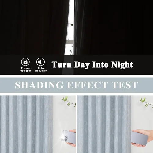 Miniatura 4 de Vision Home Cortinas opacas de color azul cambray de 63 pulgadas para dormitorio, aislamiento térmico, oscurecimiento de la habitación, juego