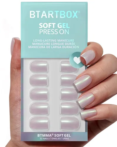 Miniatura 35 de BTArtbox Uñas Postizas Blancas Cortas a Presión - Uñas Postizas de Gel Suave en Forma de Almendra, Uñas Blancas con Pegamento para Uñas, Uñas