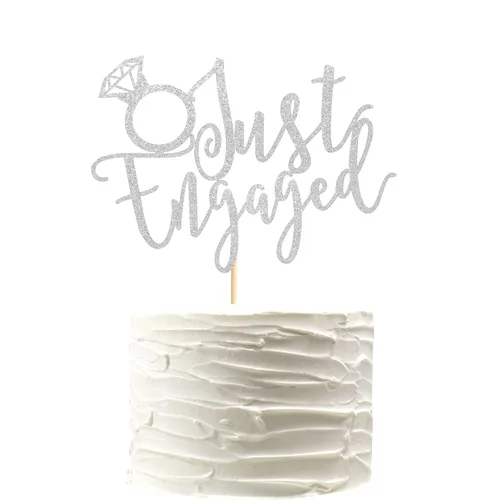 Miniatura 9 de Just Engaged - Decoración de pastel para decoración de fiesta de compromiso, letrero de anillo de compromiso, decoración de pastel de despedida