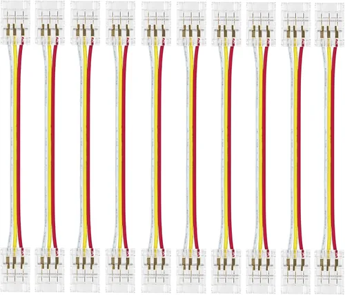 Miniatura 10 de LightingWill Conectores LED de 2 pines de 0.315 in, 10 unidades DC hembra conector transparente sin soldadura, conector de luz de cinta LED 2