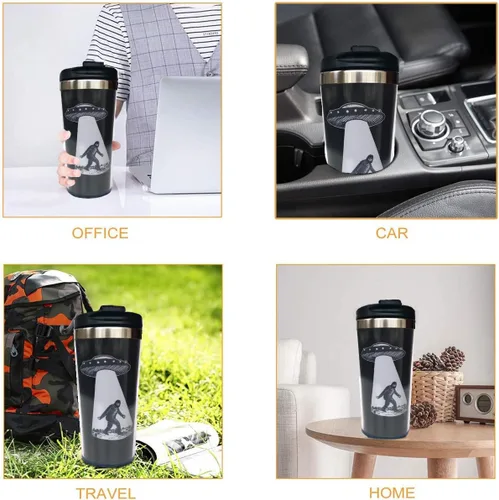 Miniatura 4 de IRIDESCENT UFO Bigfoot - Taza de café de viaje para hombres y mujeres, taza de té de acero inoxidable para amigos, regalo de cumpleaños, Navidad, 12